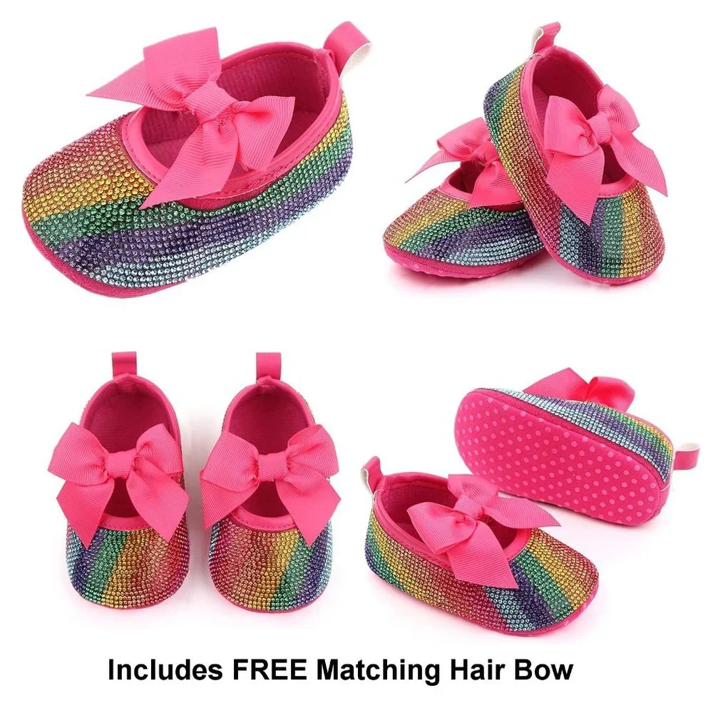 NWT Cute Sparkling Bling Swarovski Rhinestone Baby Girl Princess Shoes +…